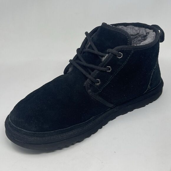 UGG Neumel Chukka Boots Mens 11 Black Suede Sheepskin Lined Ankle Winter Shoes - Picture 7 of 16